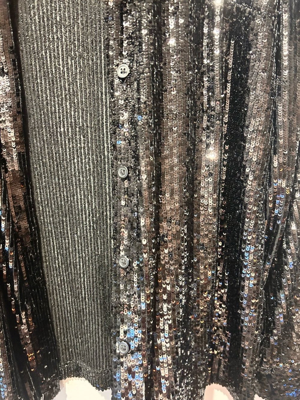 Express Black Sequined Ribbed button down shirt - Picture 5 of 8